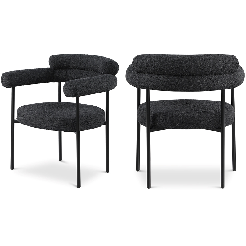 Pemberly Row Contemporary Black Boucle Fabric Dining Chairs Set of 4