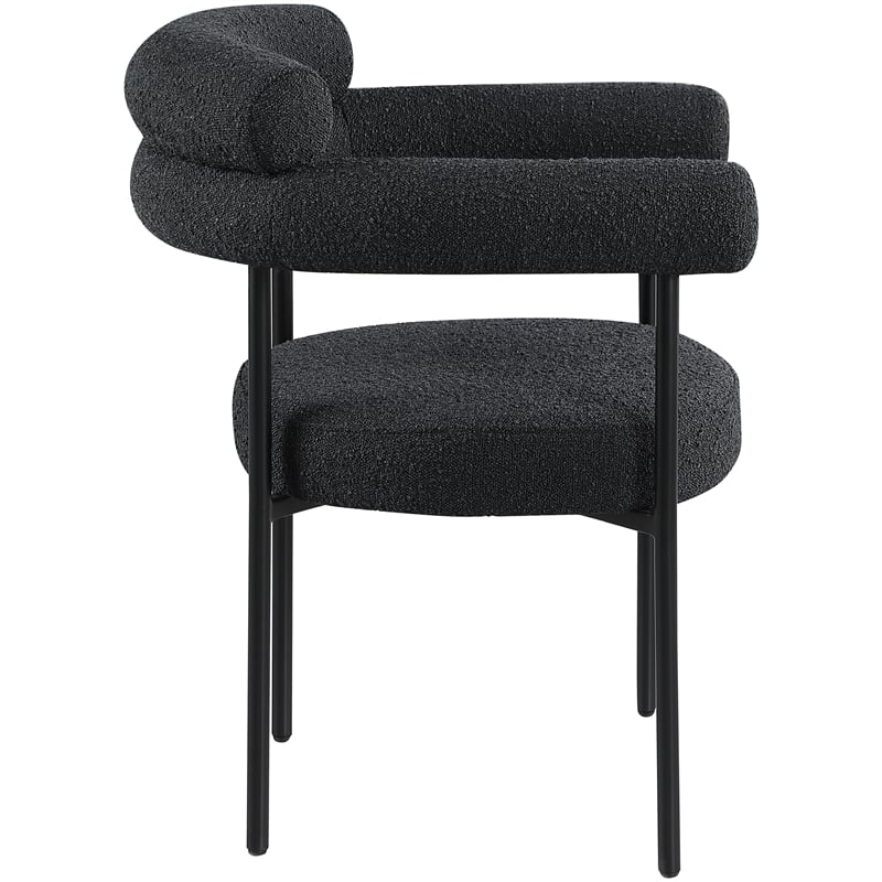 Pemberly Row Contemporary Black Boucle Fabric Dining Chairs Set of 4