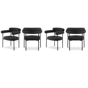 Pemberly Row Contemporary Black Boucle Fabric Dining Chairs Set of 4
