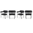 Pemberly Row Contemporary Black Boucle Fabric Dining Chairs Set of 4