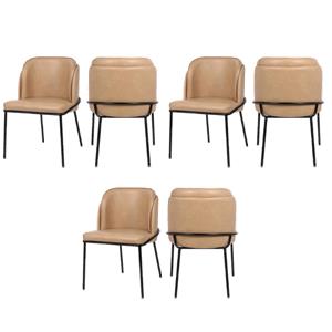 Pemberly Row Contemporary Tan Vegan Leather Dining Chairs (Set of 6)