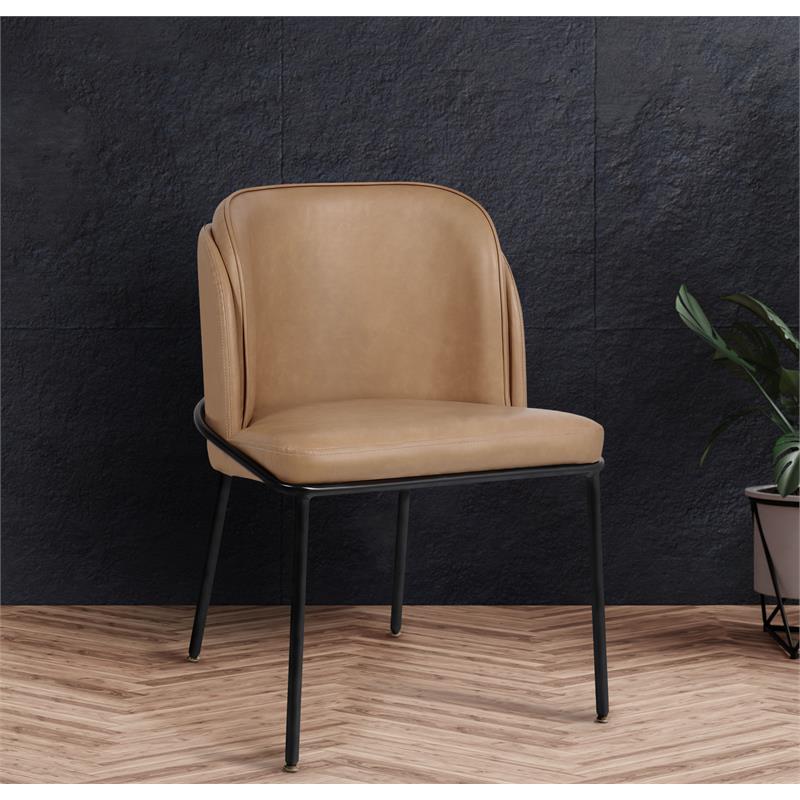 Pemberly Row Contemporary Tan Vegan Leather Dining Chairs (Set of 4)