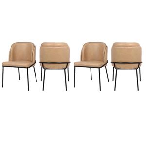 Pemberly Row Contemporary Tan Vegan Leather Dining Chairs (Set of 4)