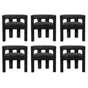 Pemberly Row Contemporary Set of 6 Black Boucle Fabric Accent/Dining Chairs