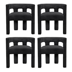 Pemberly Row Contemporary Set of 4 Black Boucle Fabric Accent/Dining Chairs