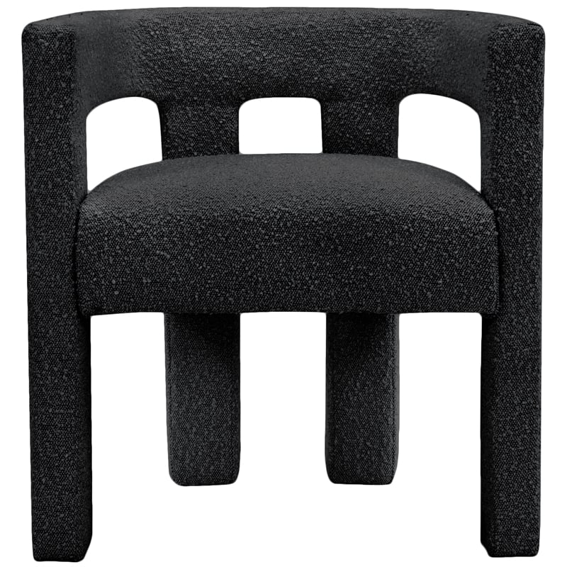 Pemberly Row Contemporary Set of 2 Black Boucle Fabric Accent/Dining Chairs