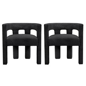Pemberly Row Contemporary Set of 2 Black Boucle Fabric Accent/Dining Chairs
