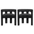 Pemberly Row Contemporary Set of 2 Black Boucle Fabric Accent/Dining Chairs