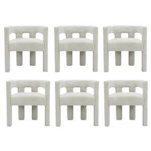 Pemberly Row Contemporary Set of 6 Cream Boucle Fabric Accent/Dining Chairs