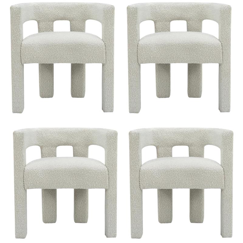 Pemberly Row Contemporary Set of 4 Cream Boucle Fabric Accent/Dining Chairs