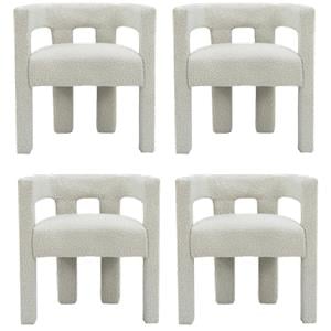 Pemberly Row Contemporary Set of 4 Cream Boucle Fabric Accent/Dining Chairs