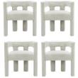 Pemberly Row Contemporary Set of 4 Cream Boucle Fabric Accent/Dining Chairs