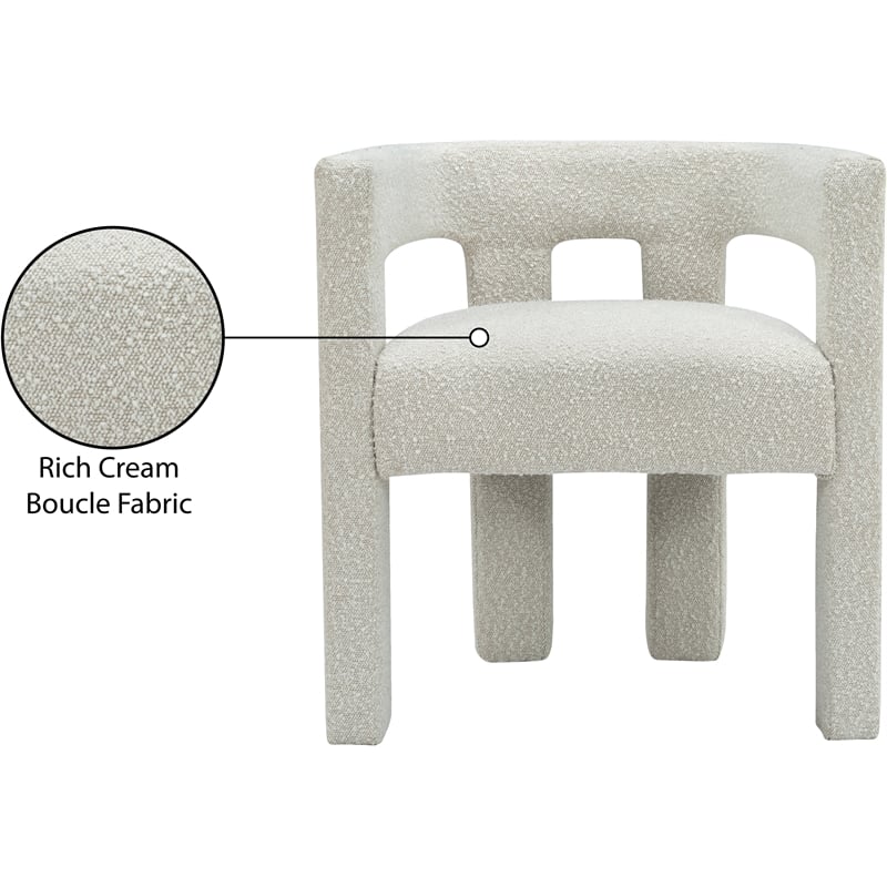 Pemberly Row Contemporary Set of 2 Cream Boucle Fabric Accent/Dining Chairs
