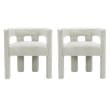 Pemberly Row Contemporary Set of 2 Cream Boucle Fabric Accent/Dining Chairs