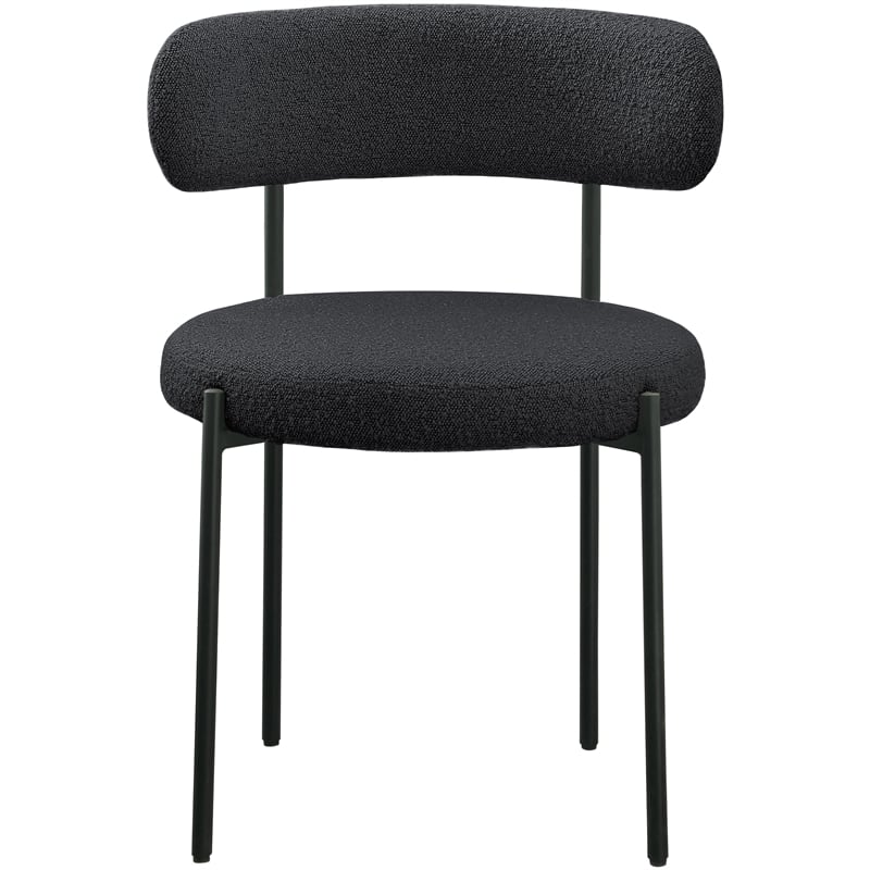 Pemberly Row Contemporary Set of 4 Black Boucle Fabric Dining Chairs
