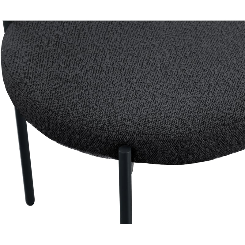 Pemberly Row Contemporary Set of 4 Black Boucle Fabric Dining Chairs