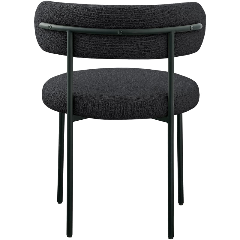 Pemberly Row Contemporary Set of 4 Black Boucle Fabric Dining Chairs