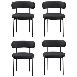 Pemberly Row Contemporary Set of 4 Black Boucle Fabric Dining Chairs