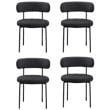Pemberly Row Contemporary Set of 4 Black Boucle Fabric Dining Chairs