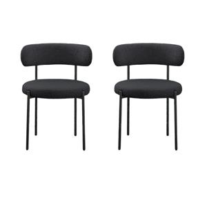 Pemberly Row Contemporary Set of 2 Black Boucle Fabric Dining Chairs