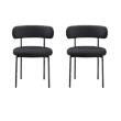 Pemberly Row Contemporary Set of 2 Black Boucle Fabric Dining Chairs