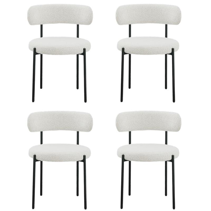 Pemberly Row Contemporary Set of 4 Cream Boucle Fabric Dining Chairs