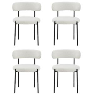 Pemberly Row Contemporary Set of 4 Cream Boucle Fabric Dining Chairs