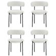 Pemberly Row Contemporary Set of 4 Cream Boucle Fabric Dining Chairs