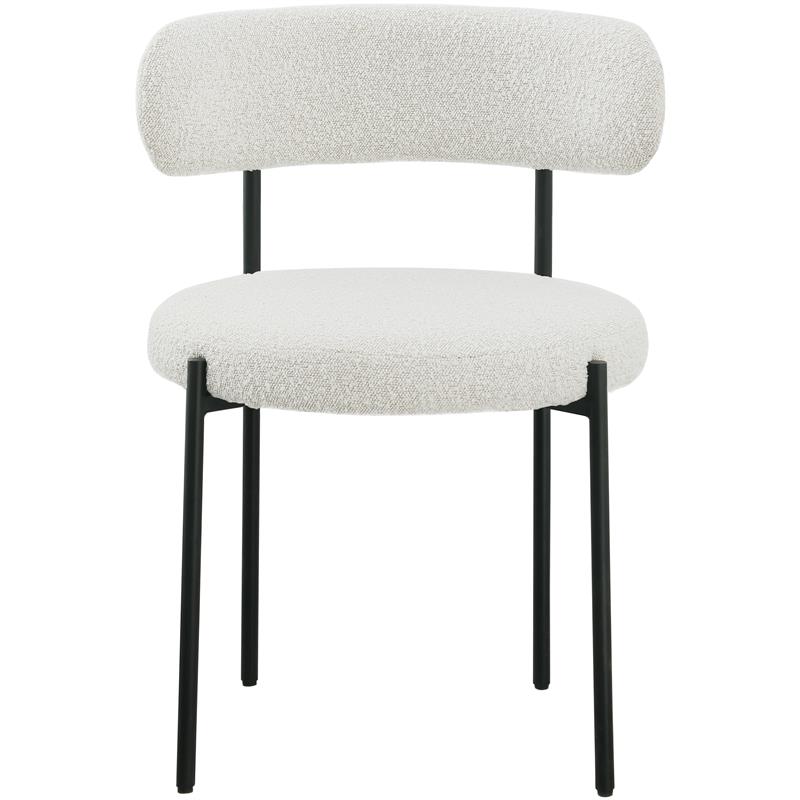 Pemberly Row Contemporary Set of 2 Cream Boucle Fabric Dining Chairs