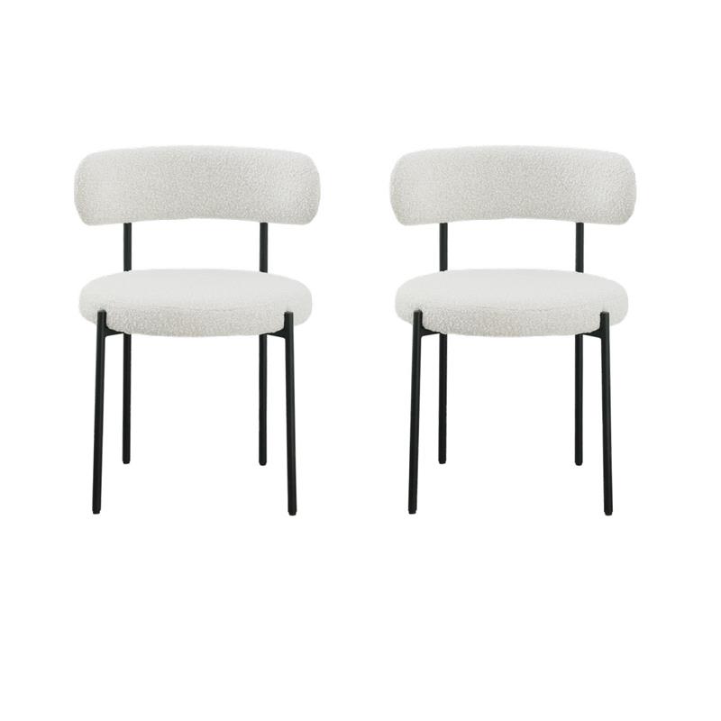Pemberly Row Contemporary Set of 2 Cream Boucle Fabric Dining Chairs