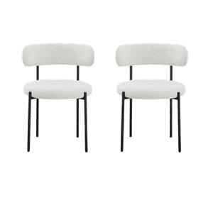 Pemberly Row Contemporary Set of 2 Cream Boucle Fabric Dining Chairs