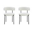 Pemberly Row Contemporary Set of 2 Cream Boucle Fabric Dining Chairs
