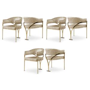 Pemberly Row Contemporary Beige Velvet Dining Chairs (Set of 6)