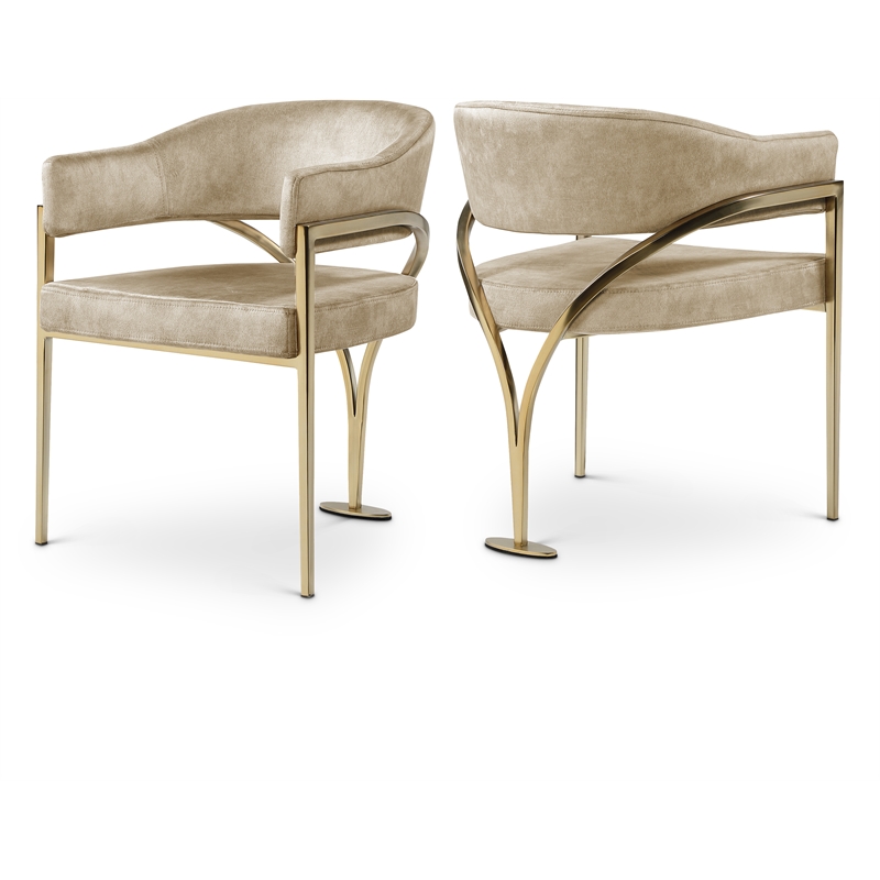 Pemberly Row Contemporary Beige Velvet Dining Chairs (Set of 4)