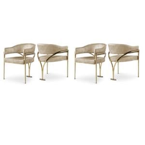 Pemberly Row Contemporary Beige Velvet Dining Chairs (Set of 4)
