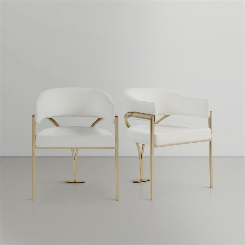 Pemberly Row Contemporary Cream Vegan Leather Dining Chairs (Set of 6)