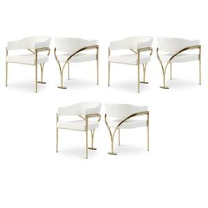 Pemberly Row Contemporary Cream Vegan Leather Dining Chairs (Set of 6)