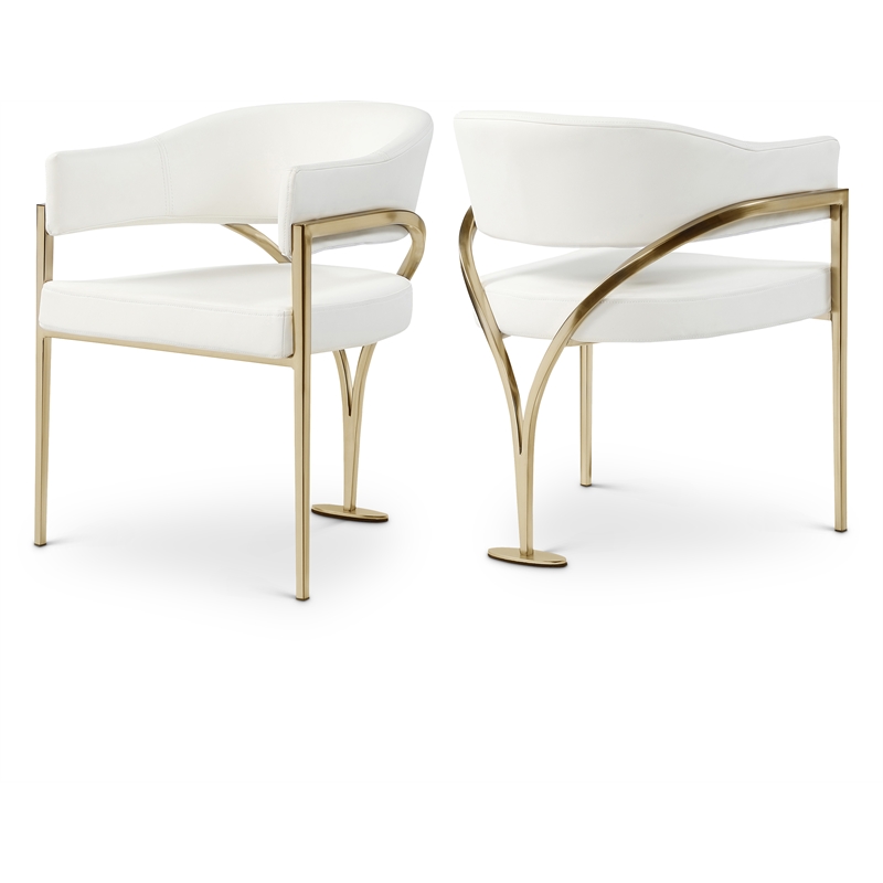 Pemberly Row Contemporary Cream Vegan Leather Dining Chairs (Set of 4)