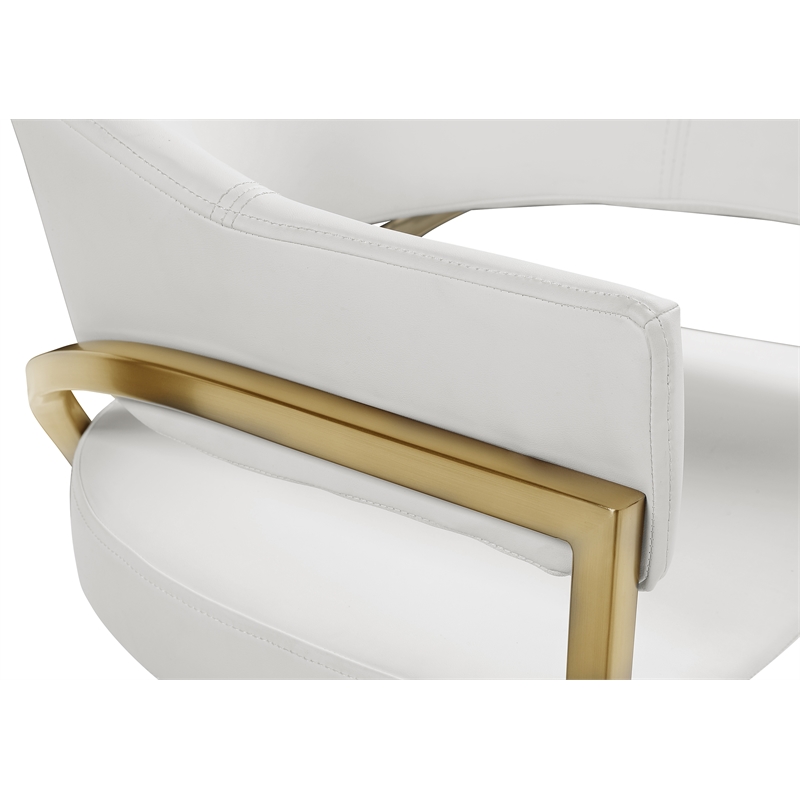 Pemberly Row Contemporary Cream Vegan Leather Dining Chairs (Set of 4)
