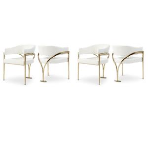 Pemberly Row Contemporary Cream Vegan Leather Dining Chairs (Set of 4)