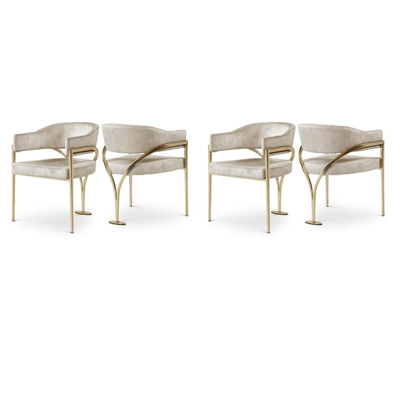 Pemberly Row Contemporary Stone Velvet Dining Chairs (Set of 4)