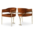 Pemberly Row Contemporary Cognac Velvet Dining Chairs (Set of 6)