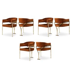 Pemberly Row Contemporary Cognac Velvet Dining Chairs (Set of 6)