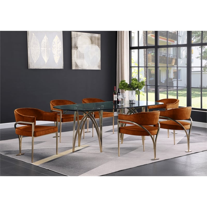 Pemberly Row Contemporary Cognac Velvet Dining Chairs (Set of 4)