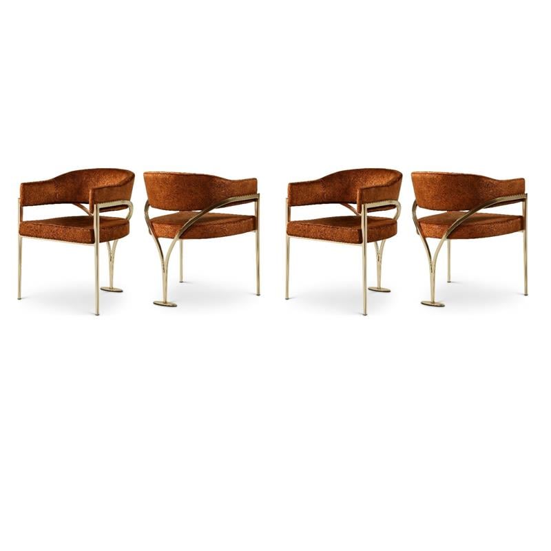 Pemberly Row Contemporary Cognac Velvet Dining Chairs (Set of 4)