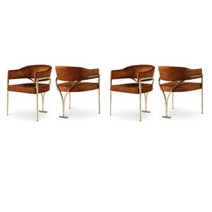 Pemberly Row Contemporary Cognac Velvet Dining Chairs (Set of 4)