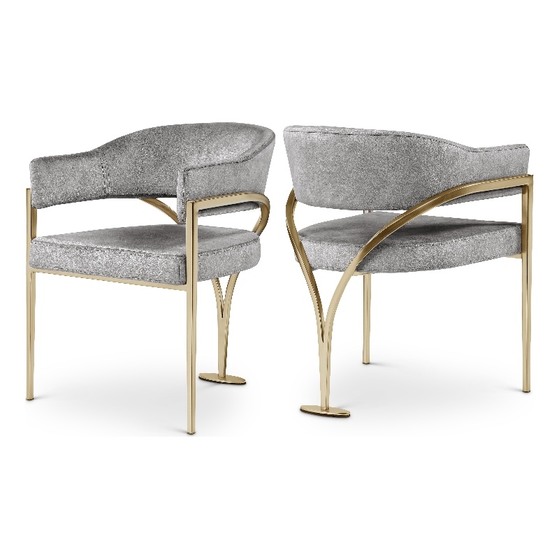 Pemberly Row Contemporary Gray Velvet Dining Chairs (Set of 6)