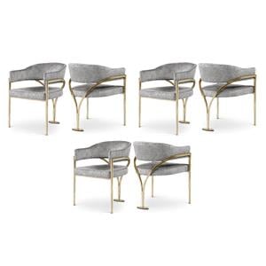 Pemberly Row Contemporary Gray Velvet Dining Chairs (Set of 6)