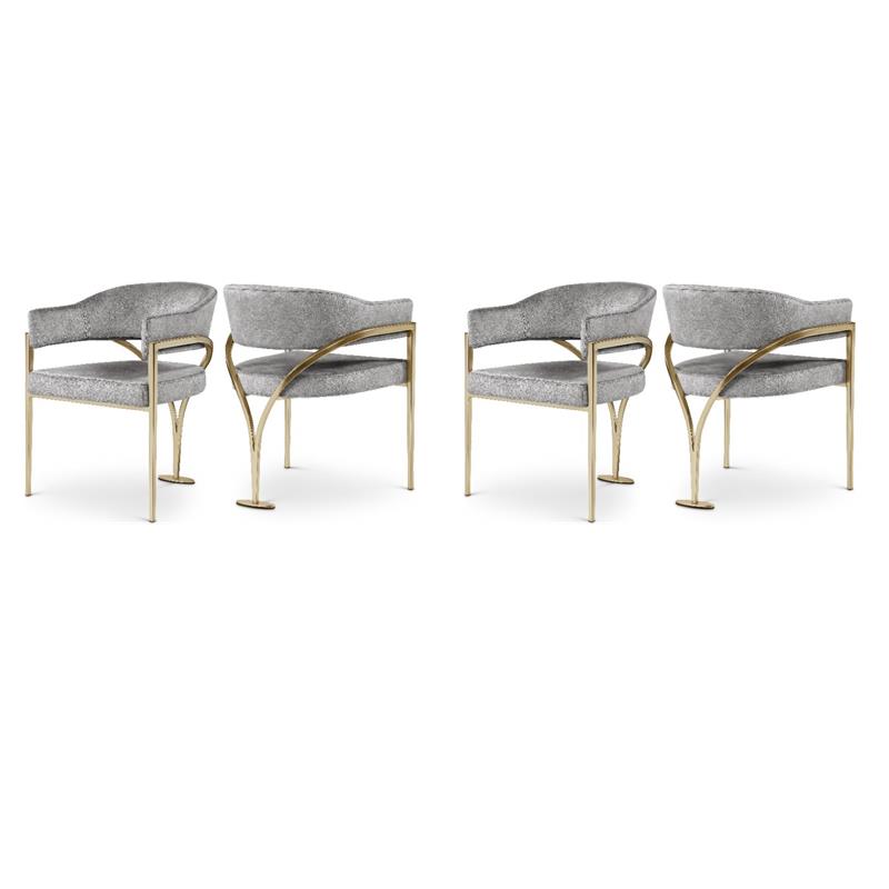 Pemberly Row Contemporary Gray Velvet Dining Chairs (Set of 4)