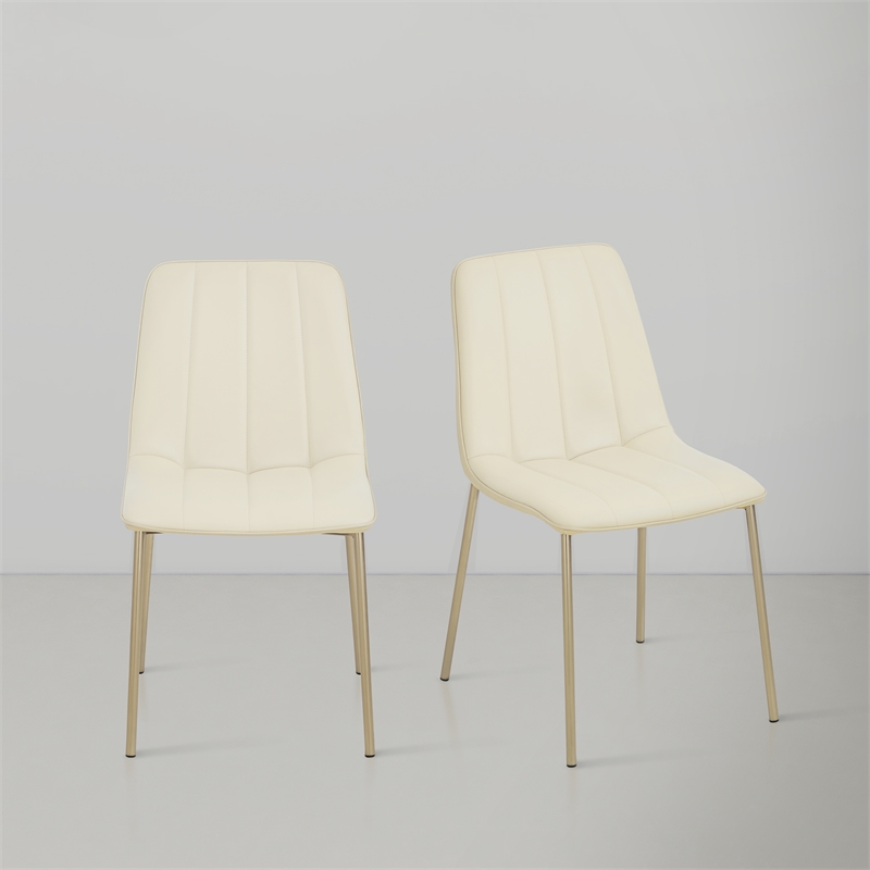 Pemberly Row Contemporary Cream Vegan Leather Dining Chairs (Set of 6)